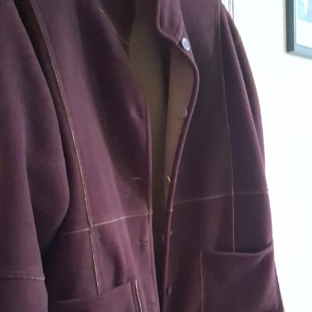 Womens Reversible Shearling Like Camel/Burgundy Coat